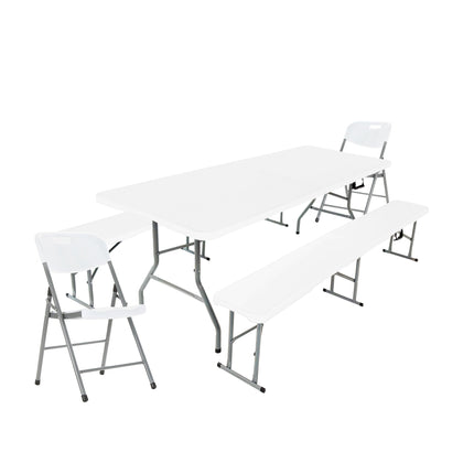 Mesa Picnic Plegable 180 + 2 Bancos + 2 Sillas Paris