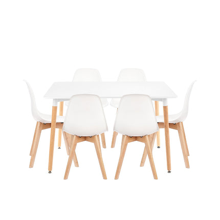 Set Mesa Eames 1.20mts + 6 Sillas de diseño Magnolia.