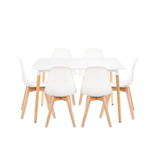 Set Mesa Eames 1.20mts + 6 Sillas de diseño Magnolia.