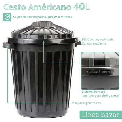 Cesto de Residuos Americano 40 litros