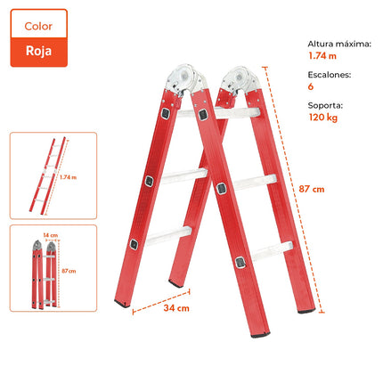 Escalera Tijera de Aluminio 6 Escalones 1,75 Mts