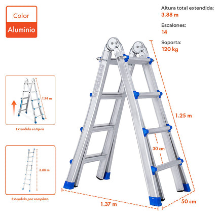 Escalera Multifuncion Extensible 14 Escalones