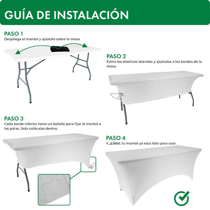 Combo Mesa Picnic Blanca 180cm + Mantel