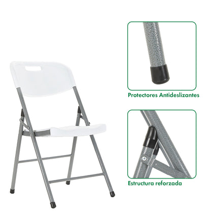 Set Mesa Plegable Picnic 1.80 cm Simil Madera + 6 Sillas Plegables Paris