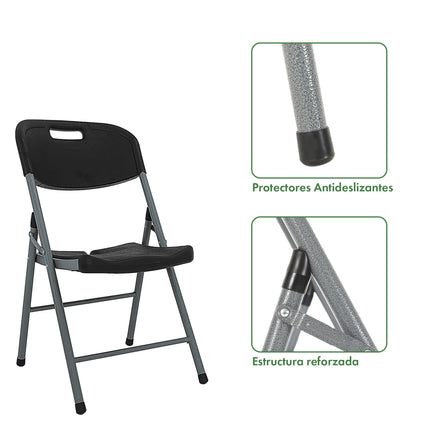 Set Mesa Plegable Picnic 1.80 cm Simil Madera + 6 Sillas Plegables Paris