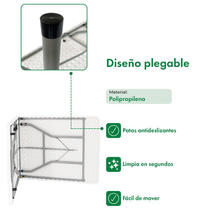 Mesa Plegable Picnic Simil Madera 1.80 mts