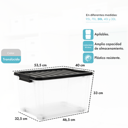 Set 2 Contenedores De Plastico Life Box 50 Lts