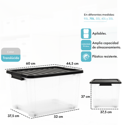Set 4 Contenedores De Plastico Life Box 70 Lts