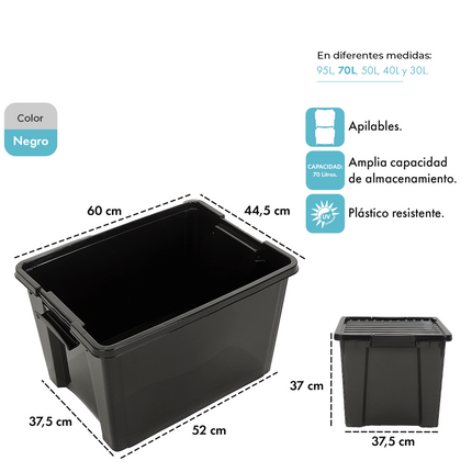 Set 4 Contenedores De Plastico Life Box 70 Lts