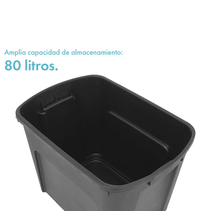 Set 4 Contenedores de Plástico Eco Box 80 Lts Negro
