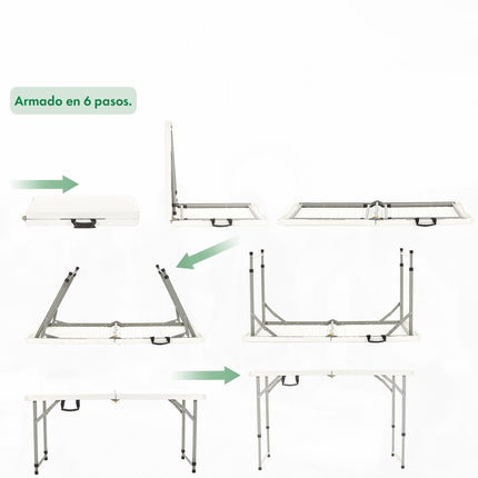 Set Mesa Plegable Picnic 1.20 cm mas 4 Sillas Plegables Paris