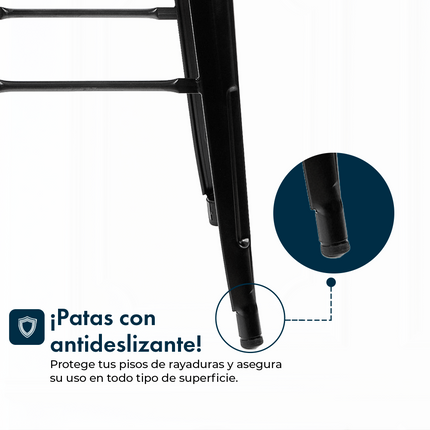 Set 2 Banquetas Tolix 75cm Asiento de Madera