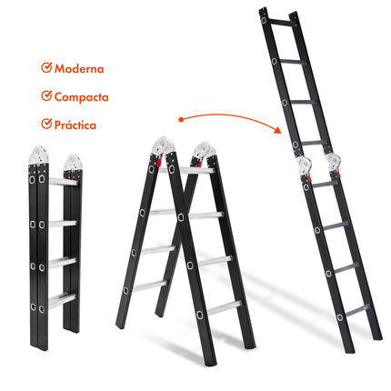 Escalera Tijera de Aluminio 8 Escalones 2,22 Mts