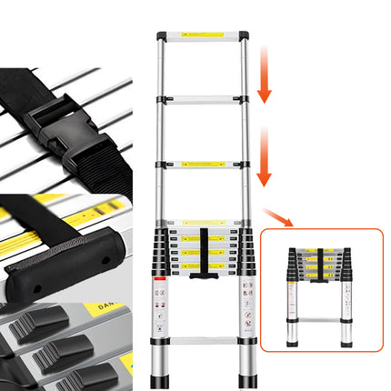 Escalera Telescópica 9 Escalones Extensible 2,6 Mts