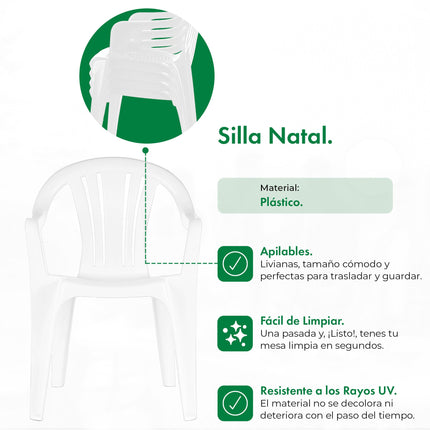 Mesa Guinea + 4 Sillones Natal y Sombrilla 2.7mts