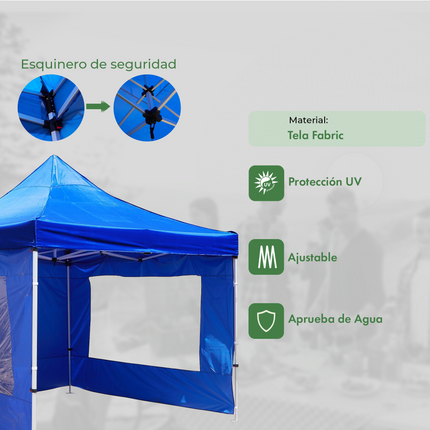Gazebo Plegable Impermeable De Aluminio 3x3mts