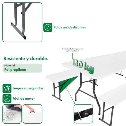 Set de 2 Bancos Plegables Picnic