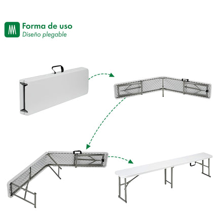 Set Mesa Plegable Picnic 1.80 cm mas 2 Bancos Plegables