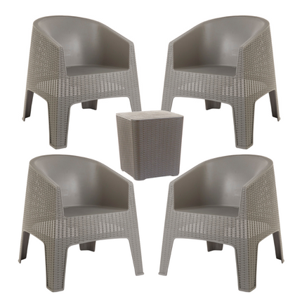 Set 4 Sillones Ibiza Rattan + Mesa Capri