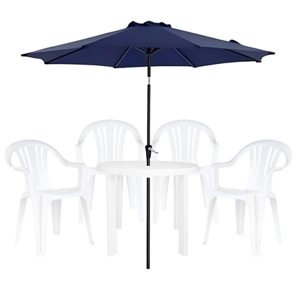 Mesa Guinea + 4 Sillones Natal y Sombrilla 2.7mts