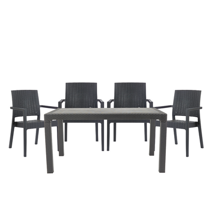 Mesa Niza + 4 Sillones Milano Rattan