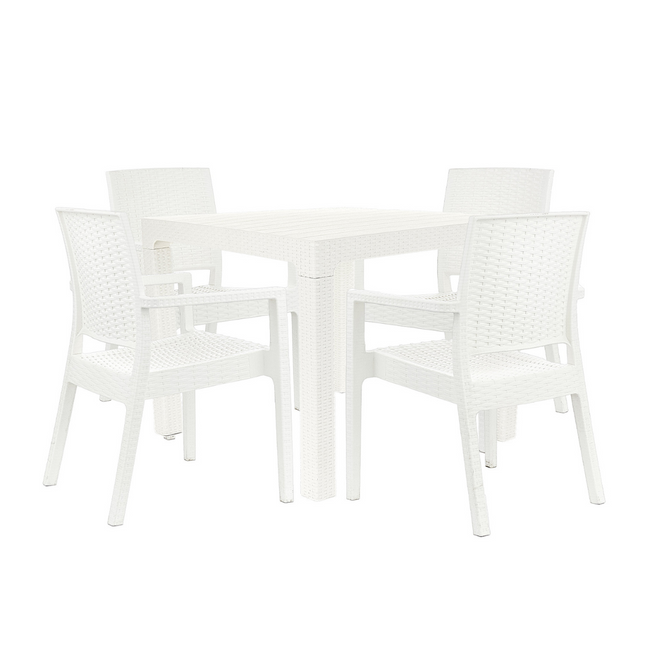 Mesa Monaco Rattan 90x90 + 4 Sillones Milano