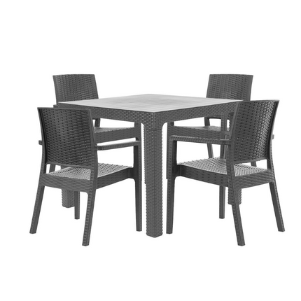 Mesa Monaco Rattan 90x90 + 4 Sillones Milano