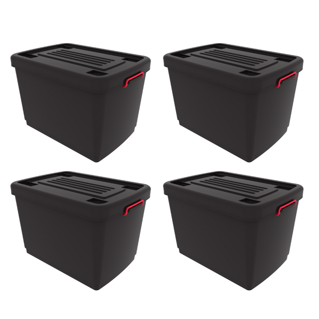 Set 4 Contenedores De Plástico Heavy Box 95 Lts