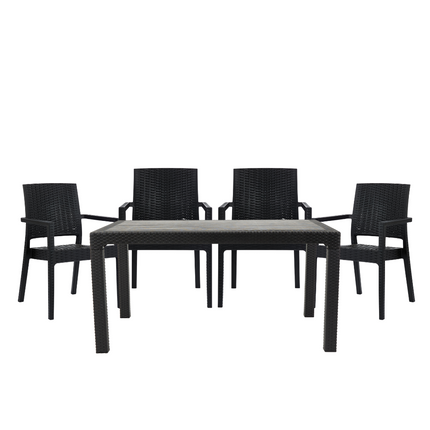 Mesa Niza + 4 Sillones Milano Rattan