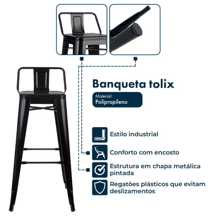 Set 2 Banquetas Tolix Con Respaldo