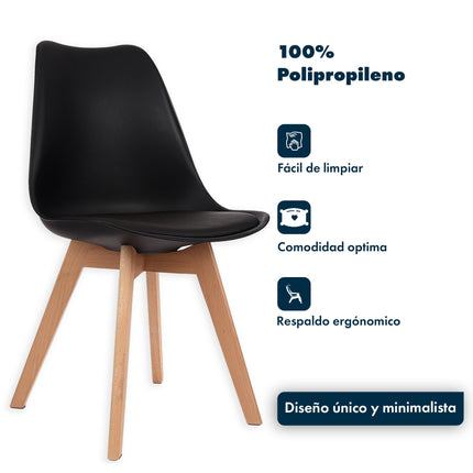 Mesa Rectangular Eames 120X80 cm + 4 Sillas Tulip