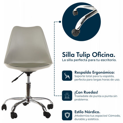 Silla de oficina Tulip Giratoria con Ruedas