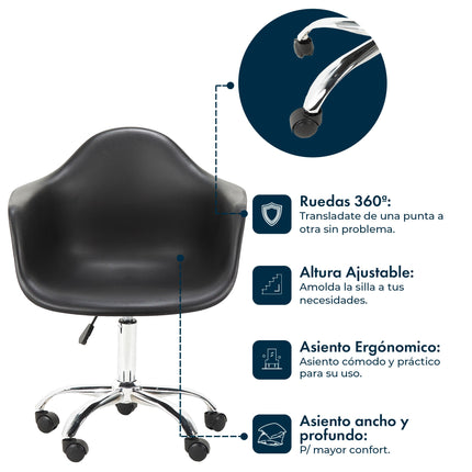 Sillon de oficina Eames Giratorio con Ruedas