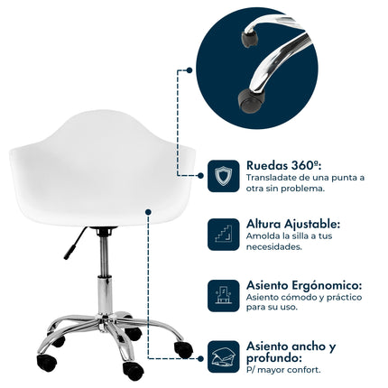 Sillon de oficina Eames Giratorio con Ruedas