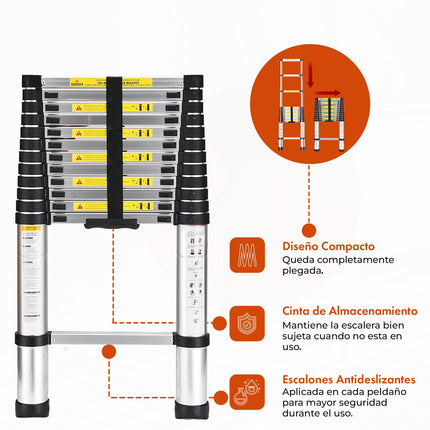 Escalera Multifunción Telescopica 13 Escalones Extensible 3,8 Mts
