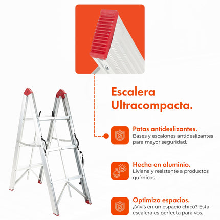 Escalera Aluminio plegable Ultra Compacta 3 escalones