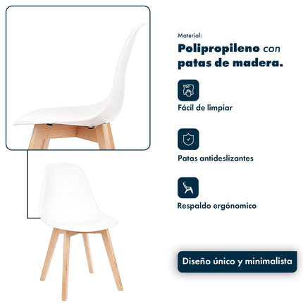 Set Mesa Eames 1.20mts + 4 Sillas de diseño Magnolia.