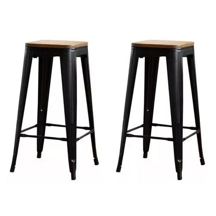 Set 2 Banquetas Tolix 75cm Asiento de Madera