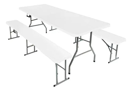 Set Mesa Plegable Picnic 1.80 cm mas 2 Bancos Plegables