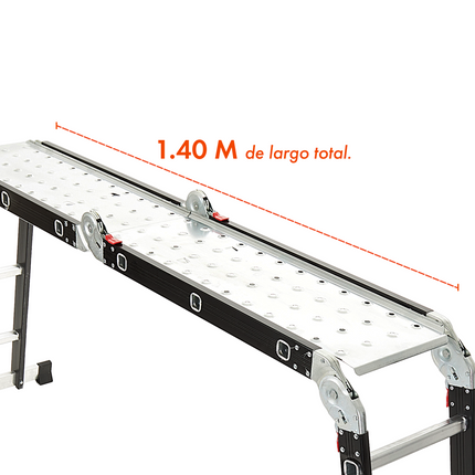 Escalera De Aluminio 16 Escalones Articulada + Plataforma