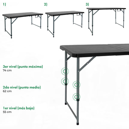 Set Mesa Plegable Picnic 1.20 cm mas 4 Sillas Plegables Paris