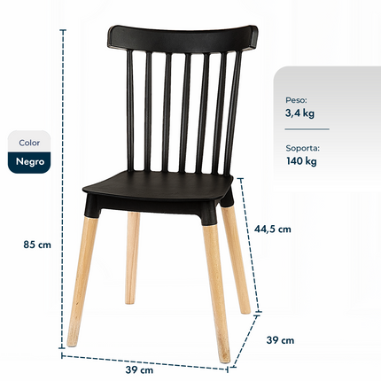 Mesa Rectangular Eames 120x80 + 4 Sillas Windsor