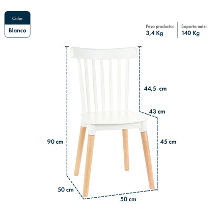 Mesa Rectangular Eames 120x80 + 4 Sillas Windsor