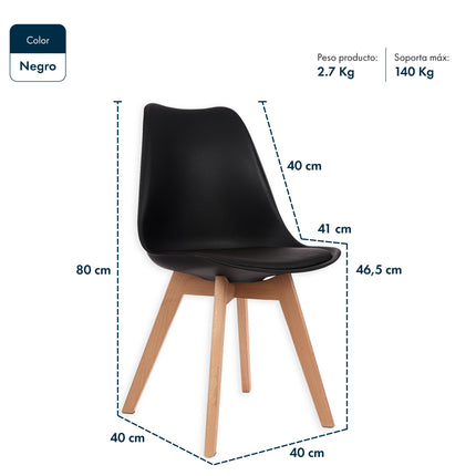 Mesa Rectangular Eames 120X80 cm + 4 Sillas Tulip