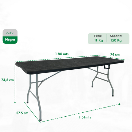 Set Mesa Plegable Picnic 1.80 cm mas 2 Bancos Plegables