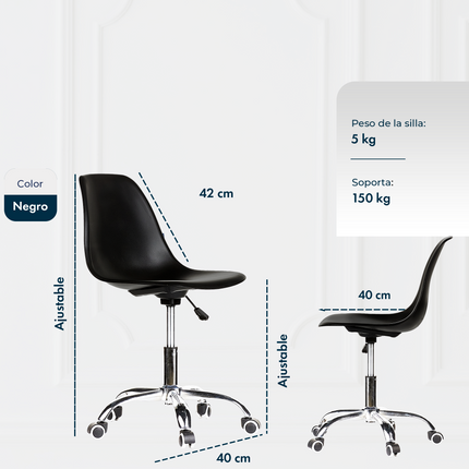 Silla de Oficina Eames Giratoria con Ruedas