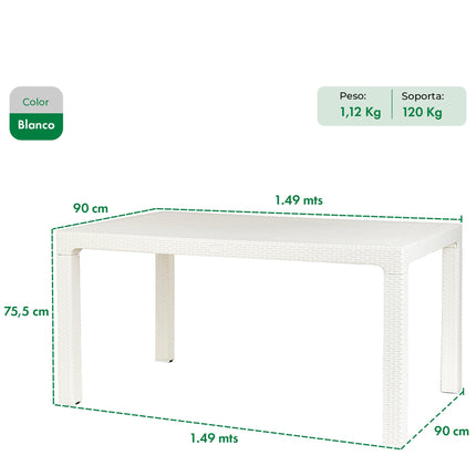 Mesa Rattan Niza 150x90cm