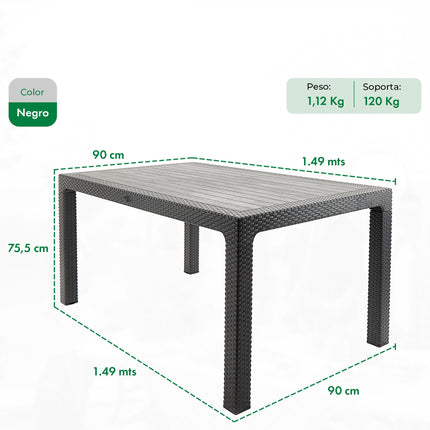Mesa Rattan Niza 150x90cm