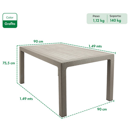 Mesa Niza + 4 Sillones Milano Rattan