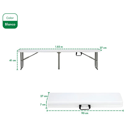 Set Mesa Plegable Picnic 1.80 cm mas 2 Bancos Plegables